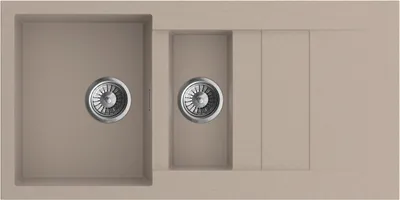 Produktbild von Granitspüle - Spülbecken - Küchenspüle - 100 x 50 cm - Beige - Einbauspüle - Hochwertig, Pflegeleicht, Platzsparend, mit Siphon, Cascada 150