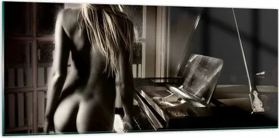 Produktbild von Bilder auf glas - Frau Nackt Geheimnis - 120x50cm - Glasbilder - Wandbilder - Kunstdruck - zum Aufhängen bereit - Wanddekoration aus Glas - Glas Bilder - Wandbild auf Glas - Einteilig - GAB120x50-0114