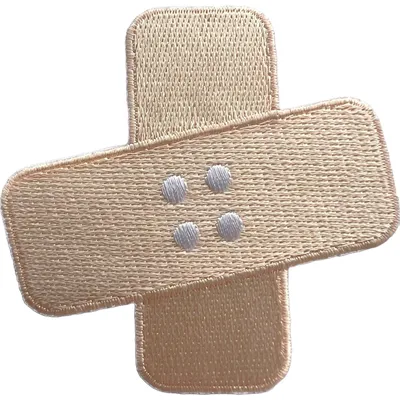 Stickpatch zum Aufnähen/Aufbügeln, Beige, 7,4 x 7,3 cm
