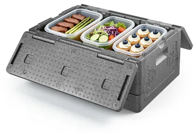 Obrázek produktu pro VEVOR Skládací termobox 38 l, izolační box pro uchování tepla a chlazení, termobox z EPP 600 x 405 x 265 mm, přepravní box na jídlo a nápoje s víkem, opakovaně použitelný termobox, šedý