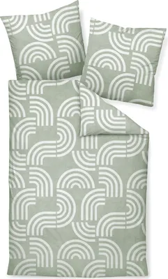 Produktbild von Janine Design Feinbiber-Bettwäsche-Garnitur DAVOS 65157 Farbe salbeigrün Größe 135x200+80x80 cm