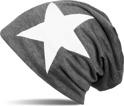 Produktbild von styleBREAKER Uni Stoff Beanie Mütze mit Stern Print, Stretch Slouch Longbeanie 04024038