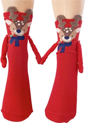 Produktbild von Magnetische Socken mit Händchenhalten – Lustige Weihnachtssocken mit Händchenhalten – Gag-Geschenk für Frauen und Männer