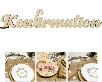 Produktbild von Oblique Unique Schriftzug Konfirmation aus Holz als Tischdeko für Konfirmation Deko Dekoration Junge Mädchen - natur
