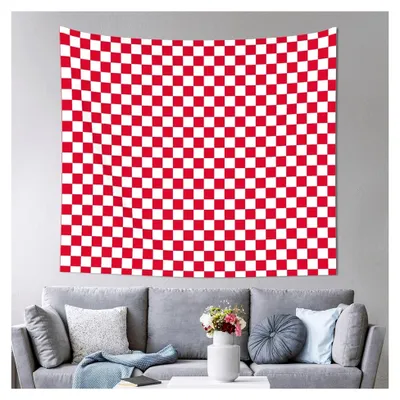 Produktbild von Rot-weißer bedruckter Wandteppich, 152,4 x 129,5 cm, Wandbehang