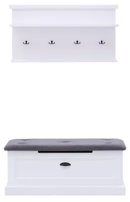 Produktbild von Garderoben-Set Galineo Flurgarderobe 2-teilig weiß MDF Landhaus-Stil