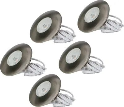 Image de HOFTRONIC - Spot LED encastrable plat 3W 2700K IP44 inox lot de 5
