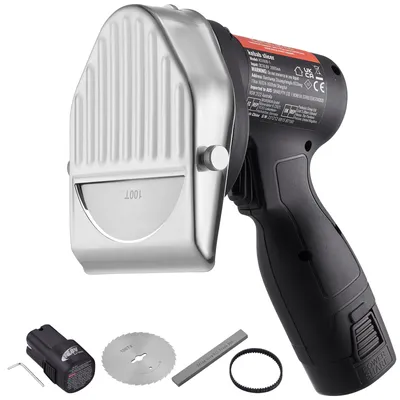 Obrázek produktu pro VEVOR Kráječ na kebab 80 W Kráječ na kebab, akumulátorový elektrický nůž Gyros Knife, turecký nůž na kebab Shawarma Kebab s nastavitelnou tloušťkou 0-8 mm, komerční kráječ na kebab s čepelemi o průměru 100 mm Černá barva