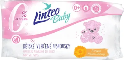 Obrázek produktu pro Dětské vlhčené ubrousky s měsíčkem lékařským Linteo Baby 72 ks Soft and cream