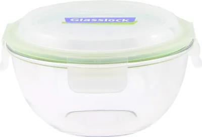 Produktbild von Glasslock Frischhalteschüssel MBCB-100, 1000ml, Ø 166x81mm, aus Glas, Silikon, PP, transparent, mikrowellen-, spülmaschinen- & gefriergeeignet, temperaturbeständig -20° bis 120°C, 3-5x härteres Glas, BPA- & Melamin-frei, 100% recycelbar, Flecken- & geruchsneutral, luftdicht, stapelbar, mit Clip-Verschluss, 2-teilig, 1,27 kg