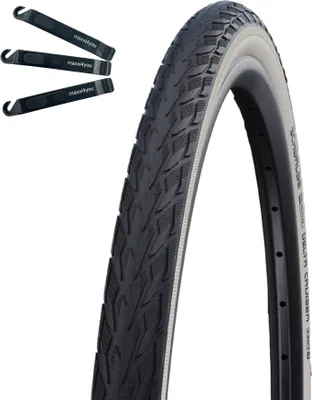 Zdjęcie produktu dla 1 x opona Schwalbe Delta Cruiser Plus PunctureGuard w kolorze czarno-białym/odblaskowym 28-622 (28 x 1,10) wraz z łyżką do opon maxxi4you
