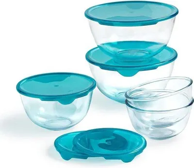 Image de Saladiers en verre avec couvercle, 0,5 L à 2 L, en borosilicate, lavables au lave-vaisselle