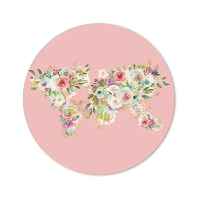 Produktbild von MuchoWow® Mauspad Mousepad Weltkarte - Blumen - Pastell 50x50 cm - Mousepads - Maus Mat - Pad - Mausunterlage - Vinyl