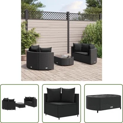 Produktbild von The Living Store 5-tlg. Garten-Sofagarnitur mit Kissen Schwarz Poly Rattan