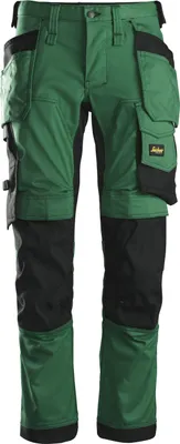 Produktbild von Snickers AllroundWork Stretch Arbeitshose m. Holstertaschen, EN 14404 Waldgrün-Schwarz-50
