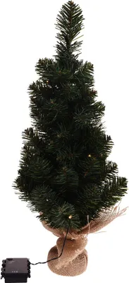 Weihnachtsbaum künstlich grün 60cm LED Jutesack Christbaum Weihnachtslicht Timer