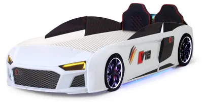 Produktbild von Kinder Autobett V12 Full mit Sound & LED Scheinwerfer in Weiß