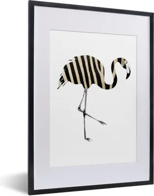 Produktbild von MuchoWow® MuchoWow® Gerahmtes Poster Flamingo - Zebra - Schwarz und weiß 30x40 cm - Poster mit zchwarzem Bilderrahmen - Wandposter Schlafzimmer