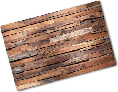 Produktbild von Tulup Glas Herdabdeckplatte - 80x52 cm - Glaskeramikkochfeld-Abdeckung Spritzschutz Glasabdeckplatte - Einteilig - Sonstige - Holzwand - Braun