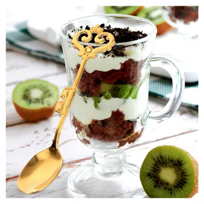 Produktbild von Eiscremelöffel und Dessertlöffel aus Edelstahl mit langem ergonomischem Griff für Kaffee, Suppe und Dessert