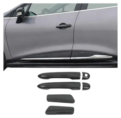 Image de Couverture de poignée de porte pour Renault Clio 2012-2019 Carbone Noir 6Pcs, Image générée par une IA