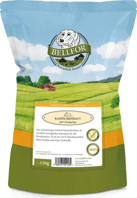 Produktbild von Bellfor Gesunder Hundesnack Kaninchenhaut - Natur - 150 g