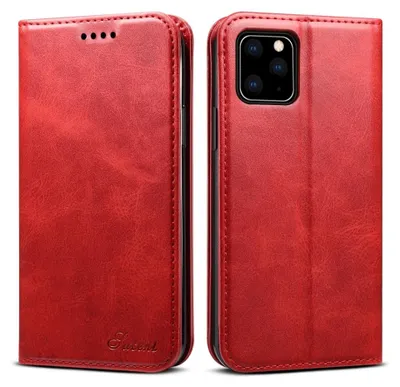 Produktbild von Suteni Schutzhülle für iPhone 11, Klapphülle mit Geldbörsenfunktion – Rot