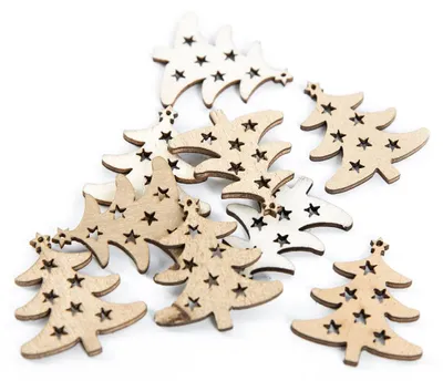 Produktbild von Logbuch-Verlag Streudeko Weihnachten Set 24 Mini Bäume aus Holz Tischdekoration Bastelbedarf Gold Natur 3 cm