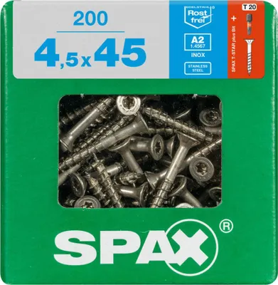 Produktbild von SPAX 4197000450456, Schraube, Edelstahl, Holz, Flachkopf, Torx, Edelstahl