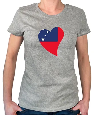 Produktbild von Huuraa Damen T-Shirt Samoa Flagge Herz XL Sport Grey Bio Baumwolle Fairtrade Damenshirt Geschenkidee