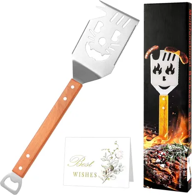 Produktbild von Grillwender 7-in-1, Multifunktionales Grillwerkzeug, Holzgriff, Edelstahl, für BBQ