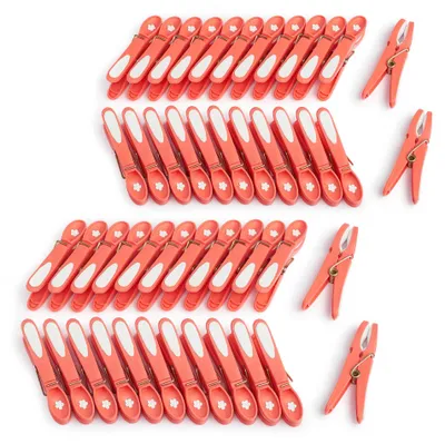 Productafbeelding van Wasknijpers Bloem, Extra Sterk, 48 Stuks, Koraal-Wit