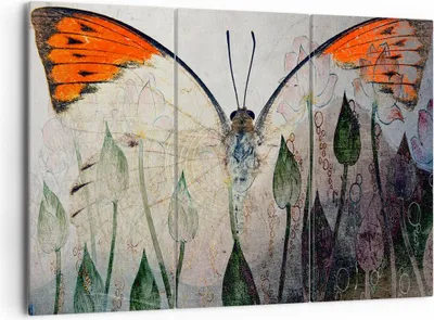 Produktbild von Bild auf Leinwand - Leinwandbild - Schmetterling Abstraktion - 165x110cm - Wand Bild - Wanddeko - Leinwanddruck - Bilder - Kunstdruck - Wanddekoration - Leinwand bilder - Wandkunst - CE165x110-4081