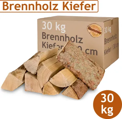 Produktbild von Borovice Palivové dřevo Palivové dřevo 30 kg dřeva Pro kamna a krb Ohnivá mísa Gril Palivové dřevo 30 cm polena Komorově sušené dřevo Flameup
