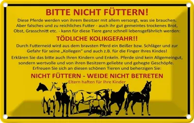 Produktbild von vianmo Blechschild 12x18 cm Tiere bitte nicht füttern Pferde Weide Warnschild Hinweisschild Sicherheit Vorsicht
