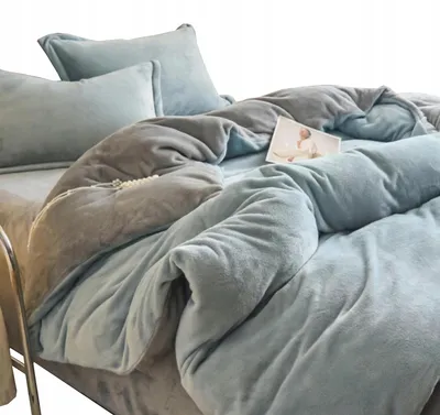 Produktbild von Bettwäsche Set aus Samt-Fleece - 200x220 cm - Kuschelige Winterbettwäsche - Blau