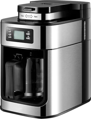 Produktbild von Programmierbare Kaffeemaschine mit Timer, 1050 Watt, 1,2 l, grosses Fassungsvermoegen, 2šC8 Tassen, Tropfkaffeemaschine, Warmhalten, Mahlen und Bruehen, automatische Kaffeemaschine mit integrierter Kaffeemuehle mit Mahlwerk