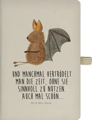 Produktbild von Mr. & Mrs. Panda Notizbuch A5 Fledermaus Sitzen - Transparent - Geschenk, Kariert, Lustige Sprüche, Tagebuch, Kladde, Fledermäuse, Journal, Reisetagebuch, Motivation