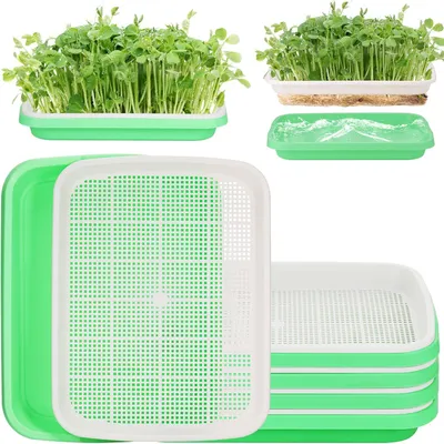 Imagen del producto de Bandejas de plástico para germinación, juego de 5 unidades, 32,5 x 23,5 x 5 cm