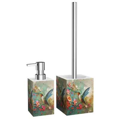 Produktbild von 2-teiliges Badezimmer Set Seifenspender und WC-Bürste - Petalo