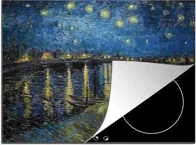 Produktbild von KitchenYeah© Herdabdeckplatte Van Gogh - Brücke - Alte Meister , 77x59cm, Küche Deko, Glaskeramikkochfeld Herdabdeckung, Abdeckplatte fùr Kochfeld
