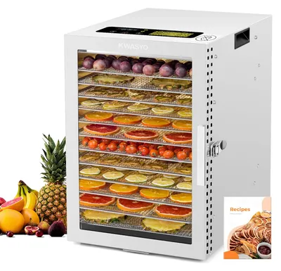 Lebensmitteltrockner Edelstahl, 12 Fächer, 20–90 °C, 24h Timer
