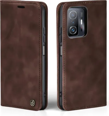Produktbild von Handy Hülle für Xiaomi 11T / Xiaomi 11T Pro Klapphülle Bookcase Flip Cover Handy Tasche Etui Farbe: Dunkelbraun