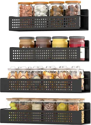 Produktbild von Famanu Magnetisches Kräuterregal ohne Bohren - Set von 4 für die Küchenorganisation