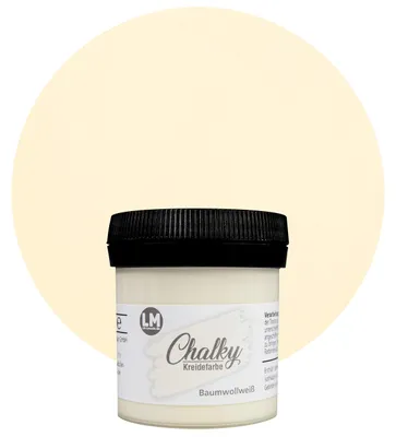 Produktbild von LM-Kreativ Chalky Kreidefarbe 100 ml, Baumwollweiß – deckende Bastel- & Möbelfarbe auf Wasserbasis, ultramatt, meist ohne Grundierung