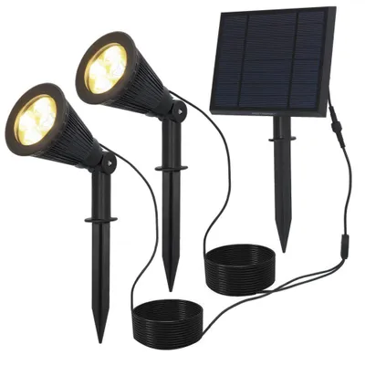 Image de HOFTRONIC - Spot solaire jardin 3W 3000K 200 lm IP65 noir avec panneau solaire