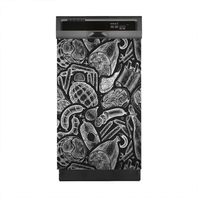 Produktbild von Magnete Dekorative 45x70 cm Küche Magnetmatte Spülmaschine - Schinken Würstchen Jamon Steak