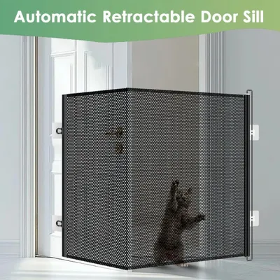 Image de Barrière extensible pour chien - Filet de sécurité 150 × 78 cm - Barrière en mailles - Barrière de sécurité pour escaliers et portes - Sécurité pour enfants et animaux domestiques - Installation sans perçage