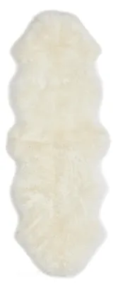 Teppich Schaffell Double in der Farbe Weiß, ca. 60 x 160 cm. 