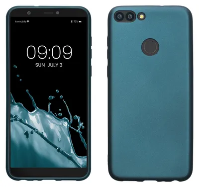 Obrázok produktu pre Puzdro na mobilný telefón kwmobile pre Huawei Enjoy 7S / P Smart (2017) – silikónové puzdro s metalickým leskom – ochranné puzdro – metalická karibská modrá